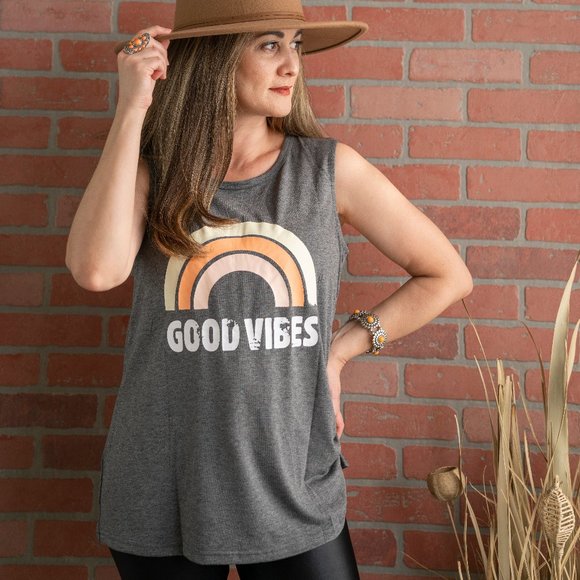 Good Vibes Gray Tank Top - Picture 4 of 5